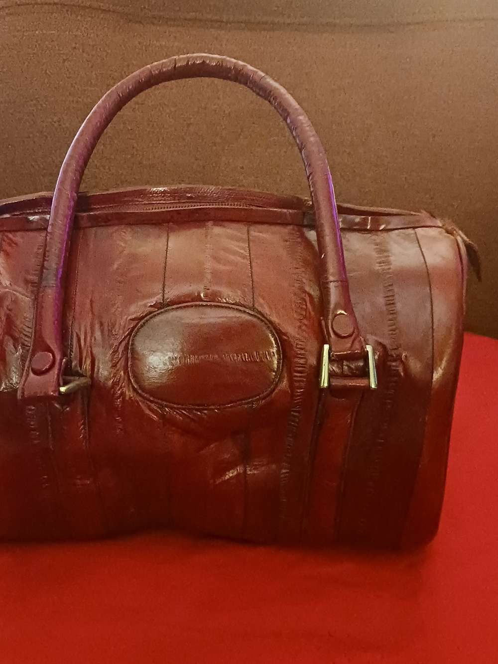 Classic Women's Barrel Satchel Handbag in Dark Brown